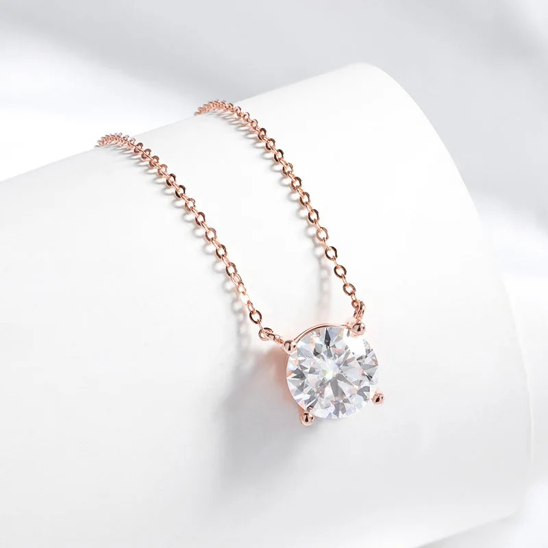 Smyoue 1-5CT Rose Gold Moissanite Necklace for Women D Sparkling Color