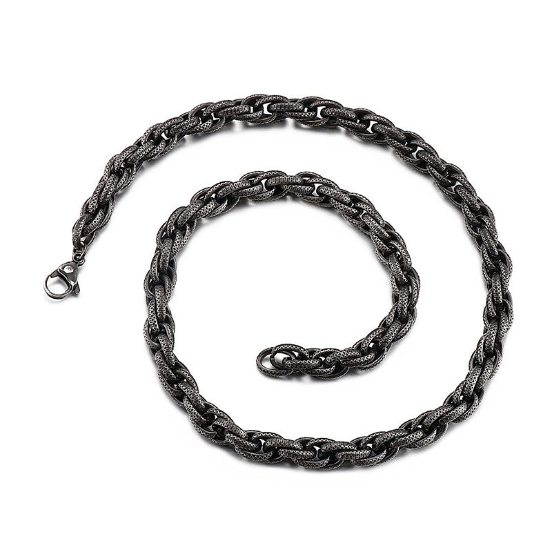 Black Stainless Steel Rope Link Chain Necklace For Mens Boys 8mm 24” XAMS Gifts