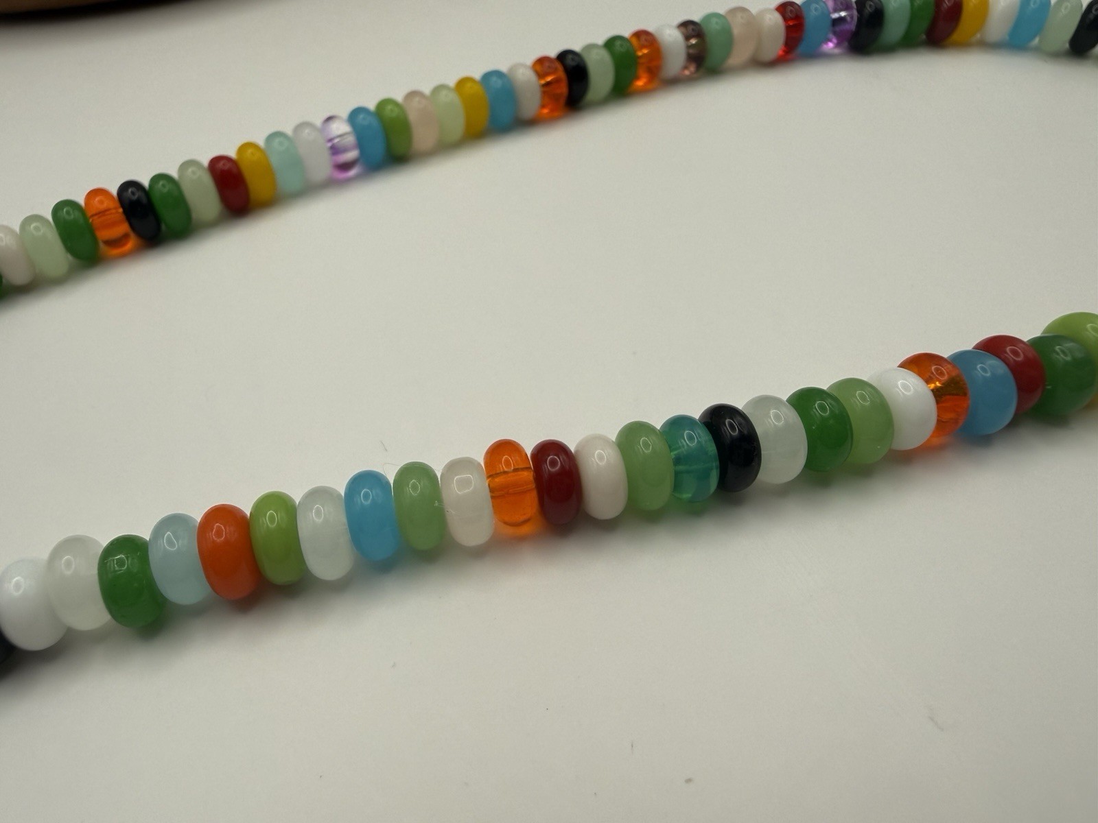Bright and Cheery 6mm Rondelle Glass Bead Necklace – 16” Collar Length