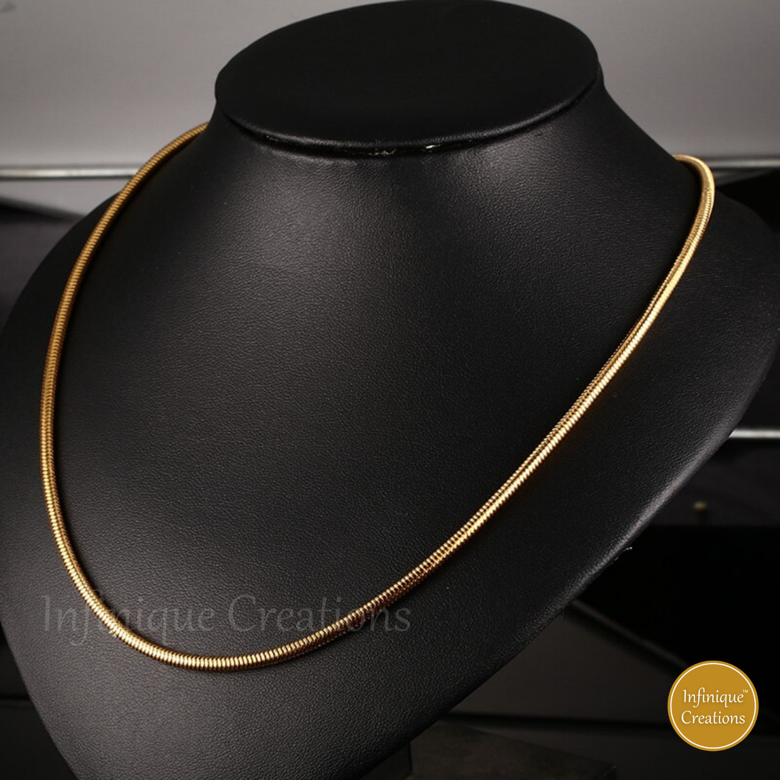 Stainless Steel Round Snake Chain 18K Gold Plated 16-30″ Men Women Necklace