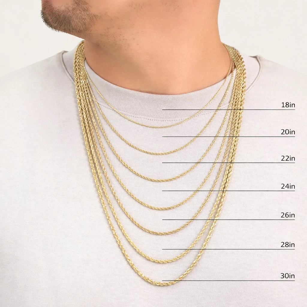 10k Gold Rope Chain 2mm-8mm Necklace 16-30 Inch men women Diamond cut end Sale