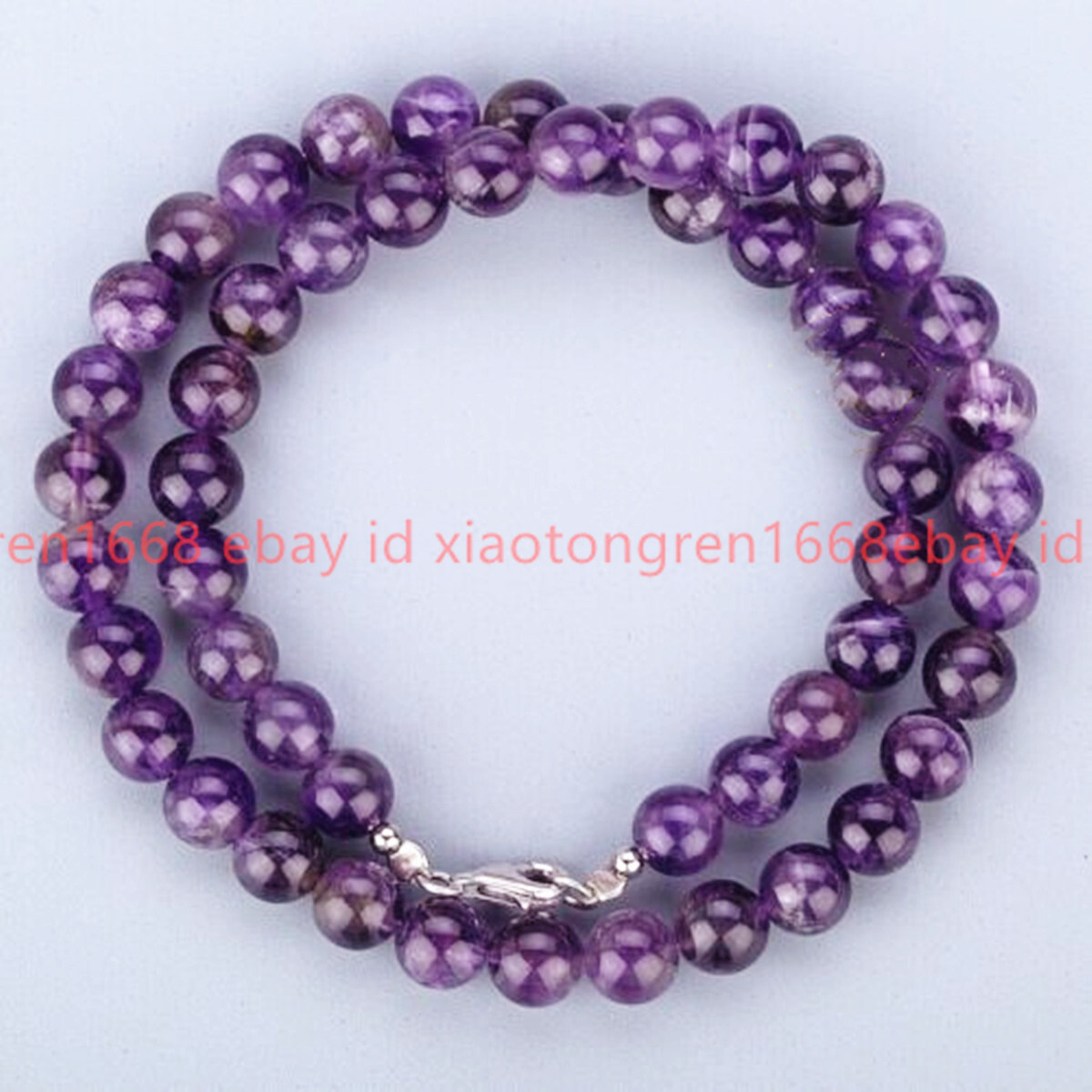 Pretty Natural 8/10/12mm Purple Amethyst Gems Round Beads Necklace 16-24in