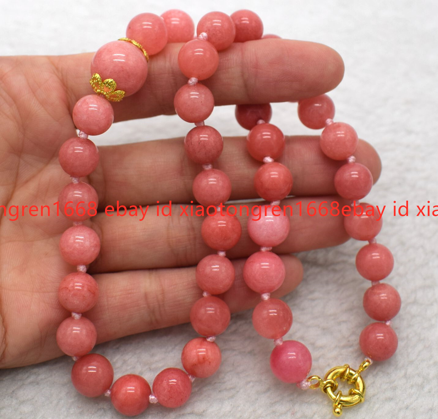 Elegant Natural 8mm Pink Rhodochrosite Gemstone Round Beads Necklace 16-24in