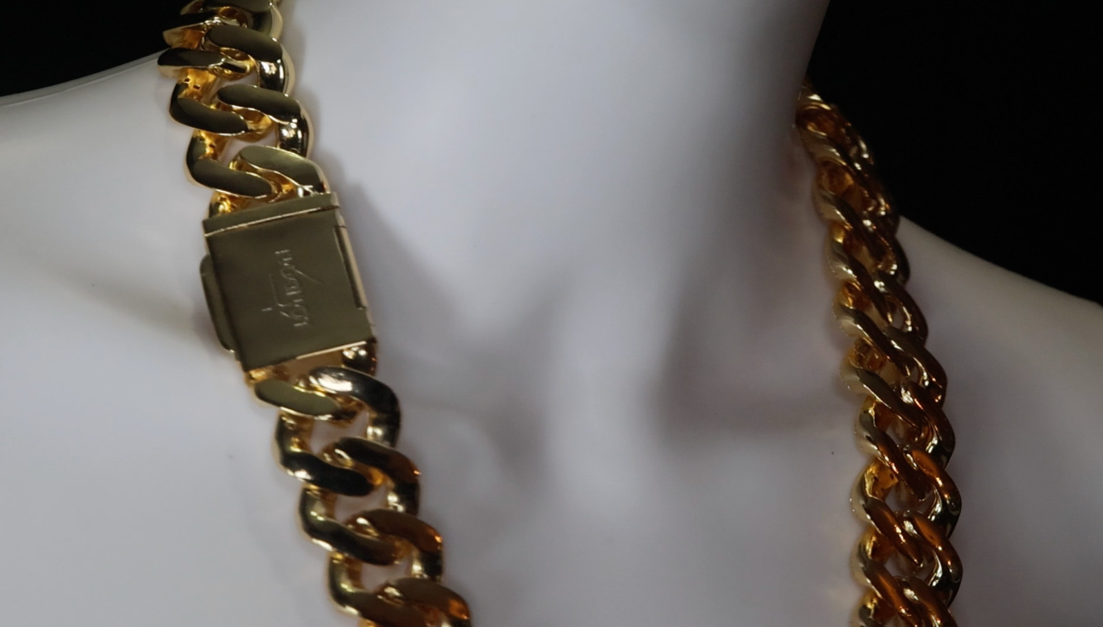 Gold Iced Chain, Gold Cuban Link Chain, Hip Hop Chain, Simulated Diamond Chain