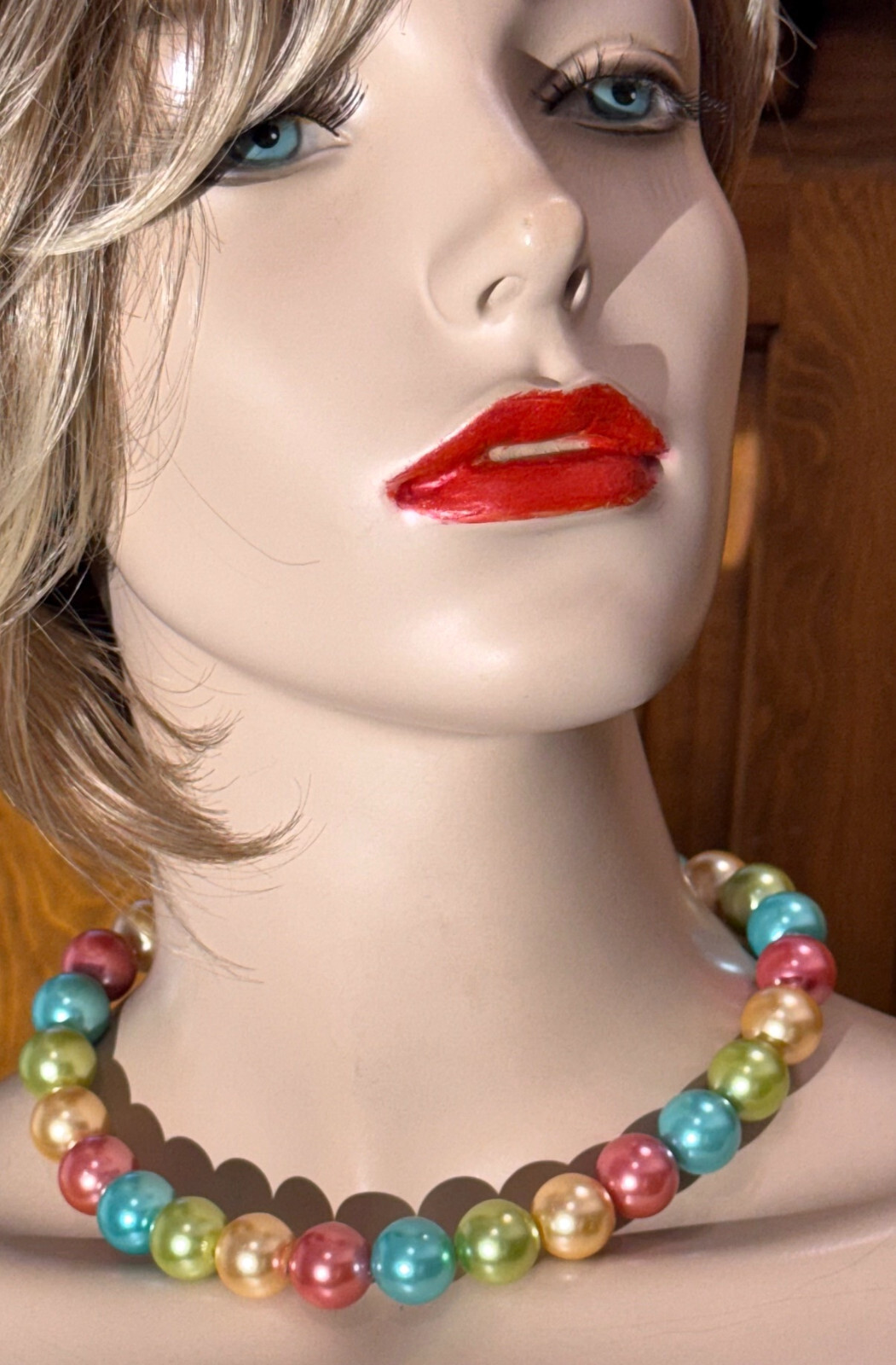 Pastel Color Glass Pearls Necklace/Earrings Set, Handmade in the USA