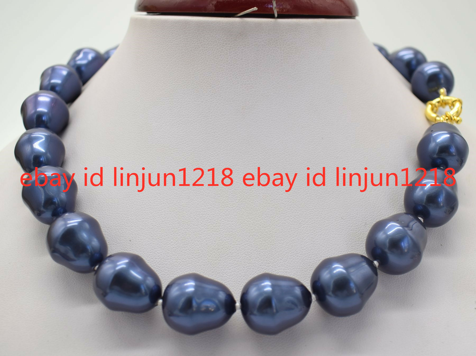 HUGE LARGE FASHION 20MM SOUTH SEA BLUE BAROQUE SHELL PEARL NECKLACE 18″