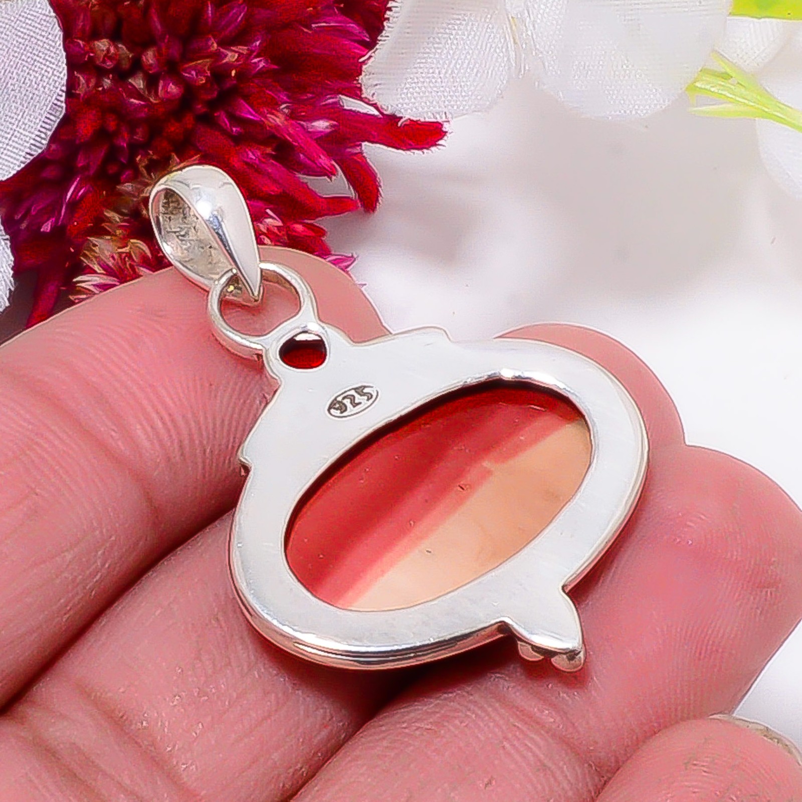 Mookaite – Australia & Red Garnet 925 Sterling Silver Pendant 1.56″ sku26
