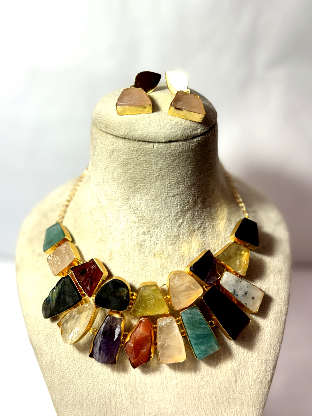 Necklace With Stud Multi Necklace Natural Gemstone Jewelry Gift For Her