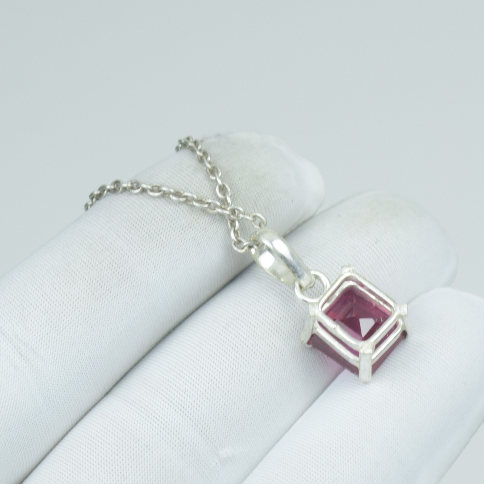 925 Sterling Silver Red Ruby Necklace Jewelry, July Birthstone Gift Pendant,