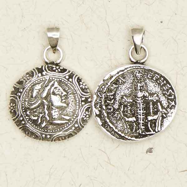 Artemis Greek Olympian or Diana Roman Goddess of the Hunt Pewter Coin Pendant