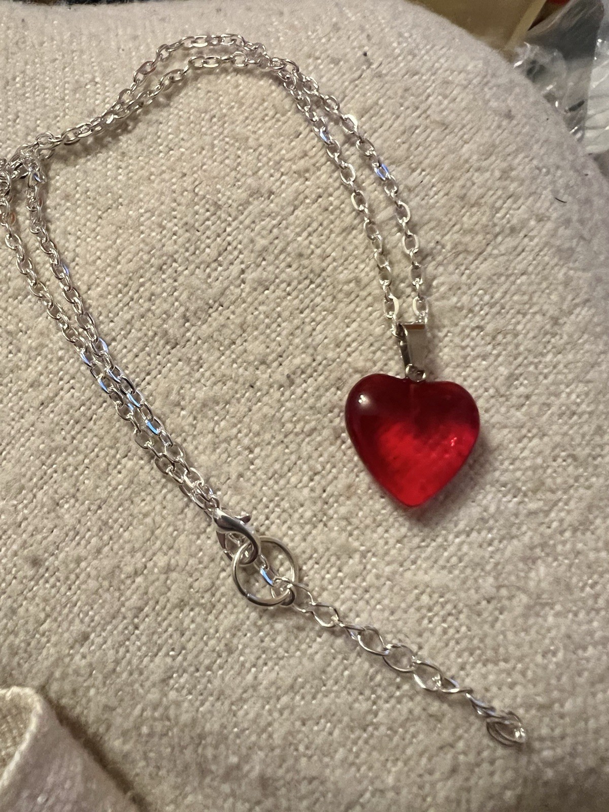 Small Red Love Heart Crystal Pendant Necklace Goth VALENTINES DAY UK SELLER