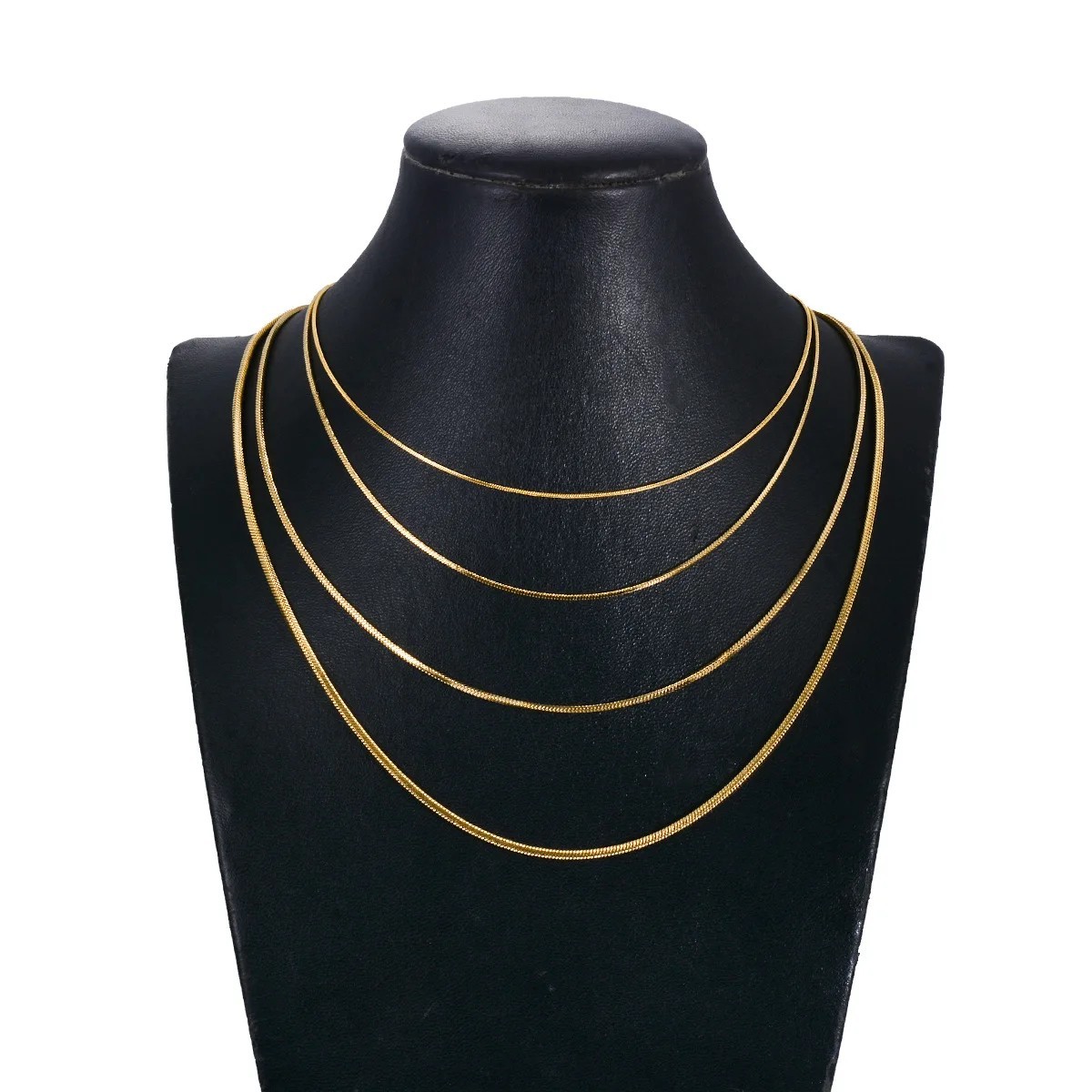 Stainless Steel Necklace 0.9-2mm Square Snake Chain Waterproof 45-55cm Jewelry