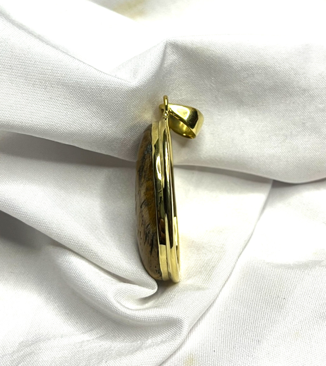 Tiger Eye Gemstone Pendant 925 Silver Yellow Plated WholesaleJewelry Lots