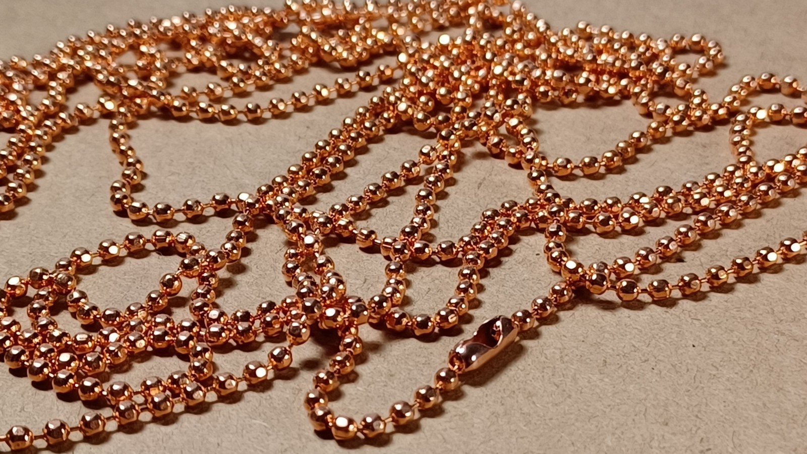 Copper 2.4mm Faceted Ball Bead Military Type Dog Tag Chain Necklace MadeInUSA