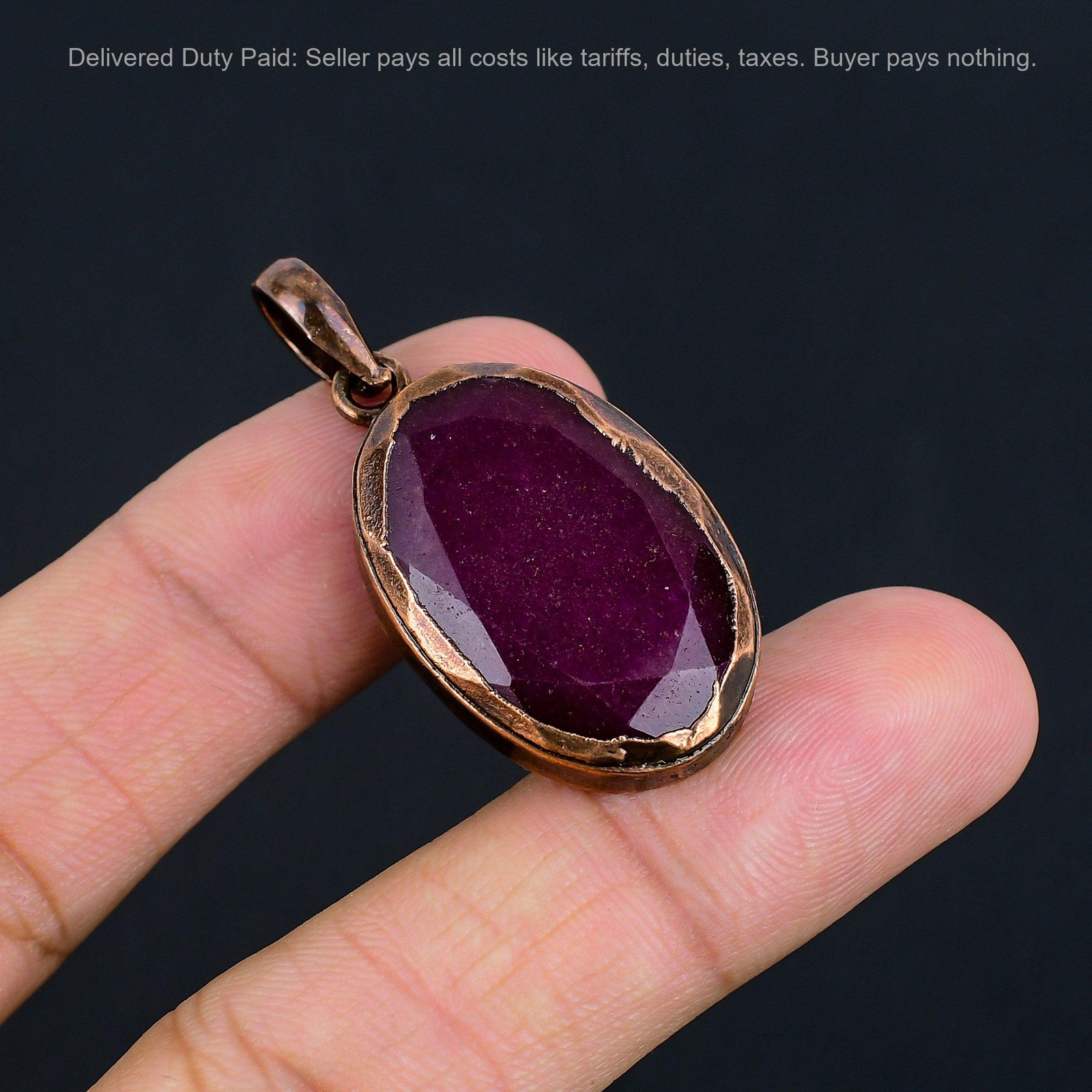 Copper Natural Kashmir Rubi New Electroformed Sister Handcrafted Pendant Jewelry