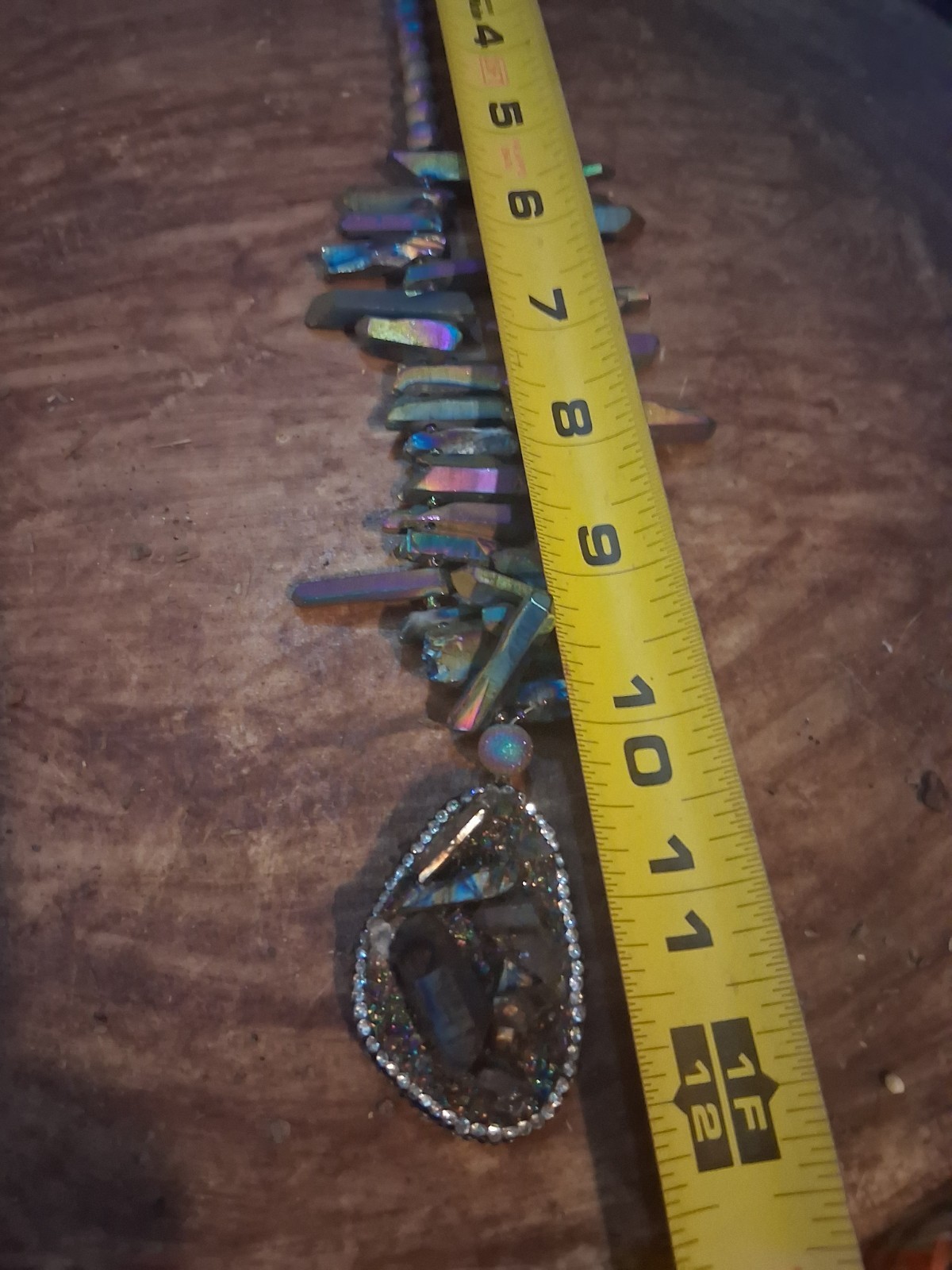 **EXCELLENT RAINBOW TITANIUM QUARTZ CRYSTAL NECKLACE & PENDANT NICE!!*
