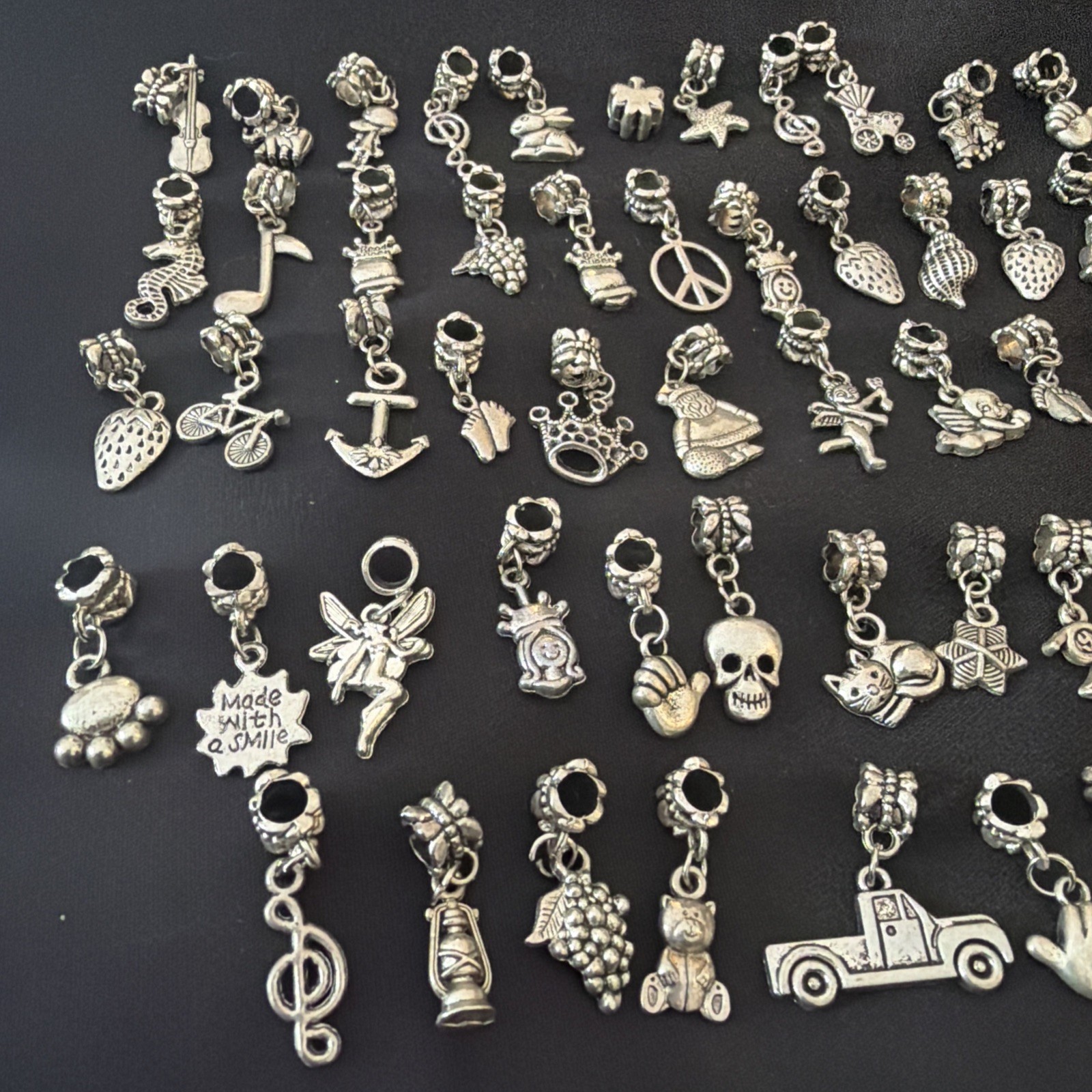 Vintage-Style Silver Tone Bracelet Charm Lot – Mixed Themes – Large Bundle