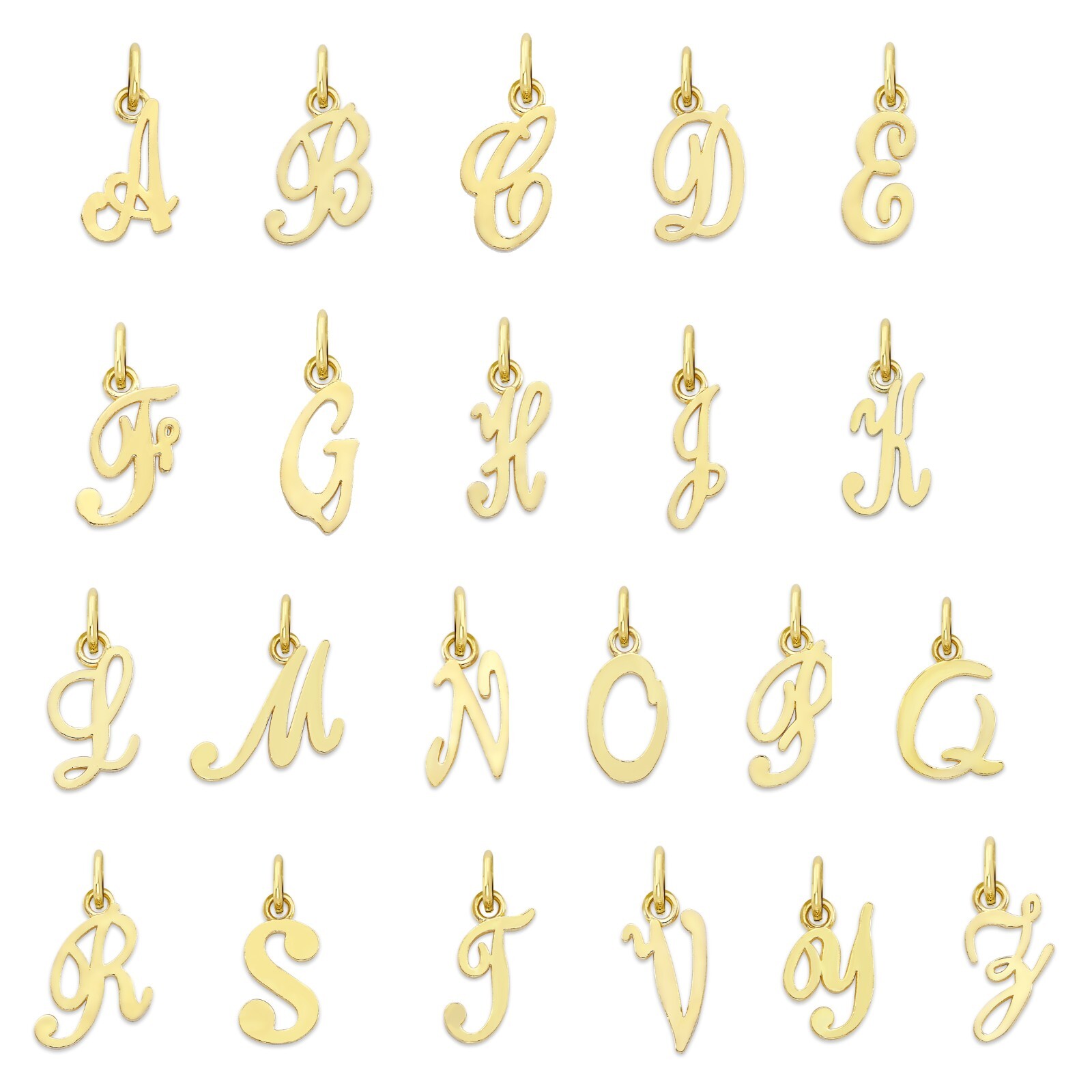 Solid Gold Initial Charm in 10k or 14k, Tiny Letter Charm for Bracelet