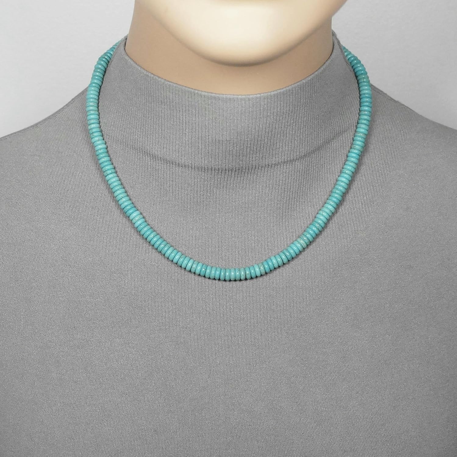 Unisex Turquoise Necklace, Tri Color Hematite Spacers