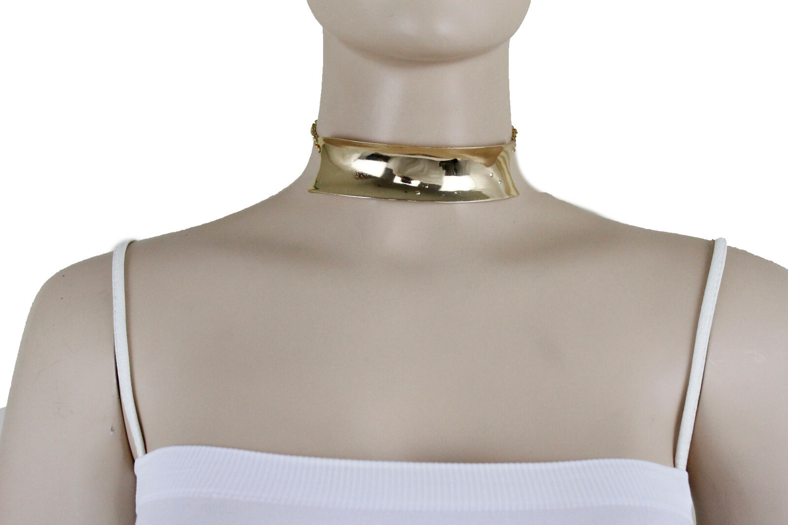 Cocktail Women Fashion Jewelry Gold Metal Plate Short Choker Necklace Party Look