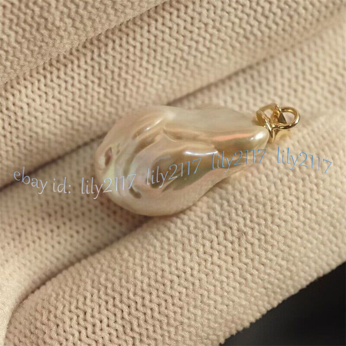 Huge 16-25mm Natural White South Sea Baroque Keshi Pearl Pendant 14K Yellow Gold