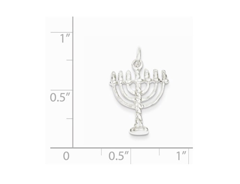 Menorah Charm Pendant Necklace in Sterling Silver