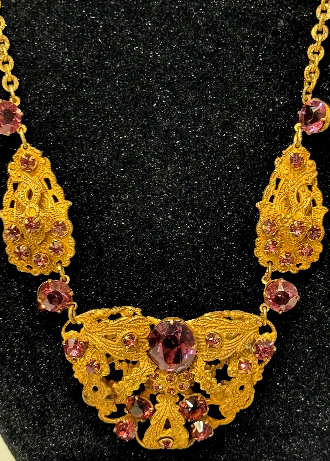 Circa 1837 Beautiful Victorian Rare Amethyst Brass Cannetille Filigree N G2U