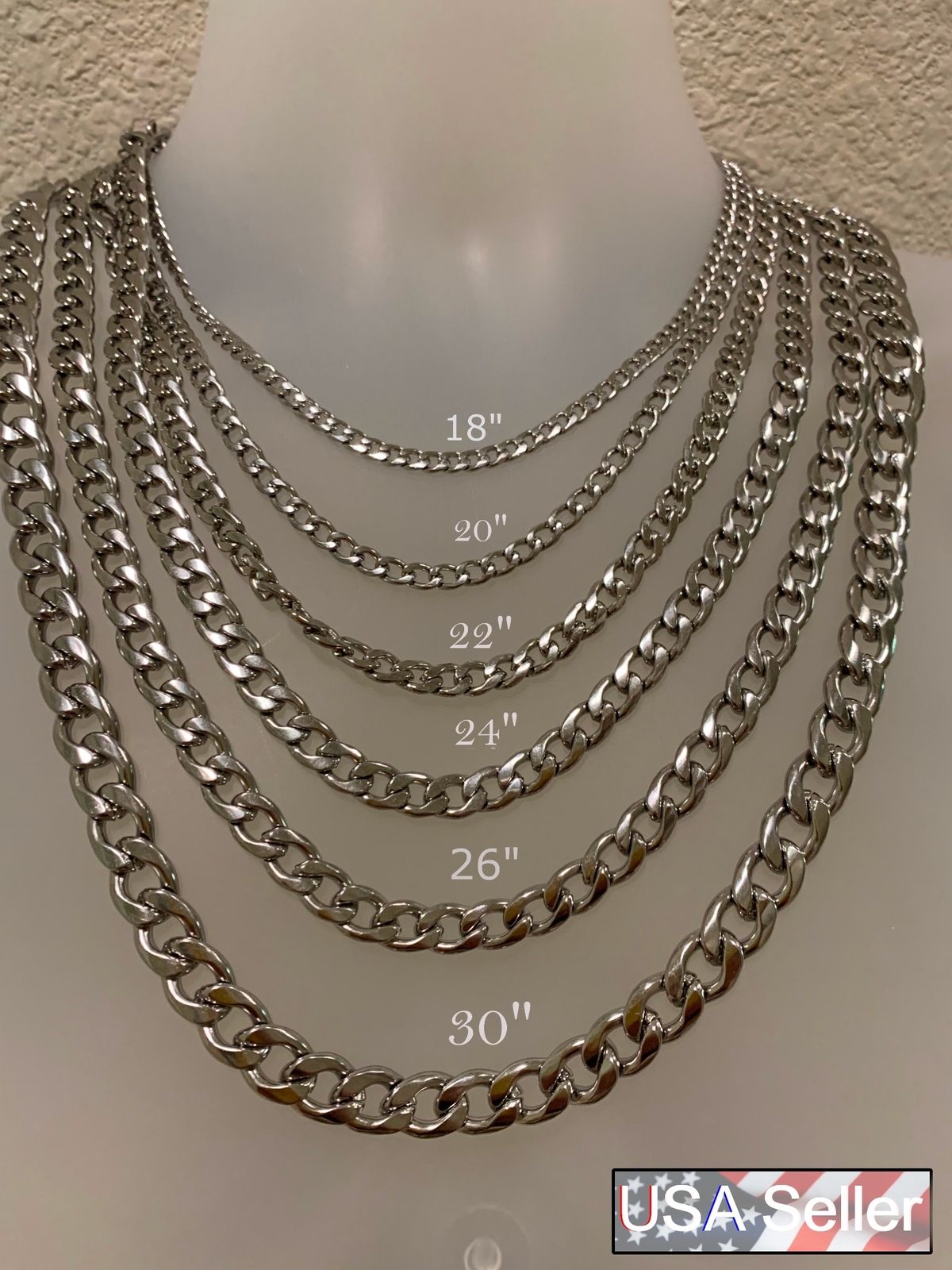 STAINLESS STEEL CUBAN CURB 16″-84″ SILVER CHAIN MEN NECKLACE 3/4/5/7/9/10/12 MM