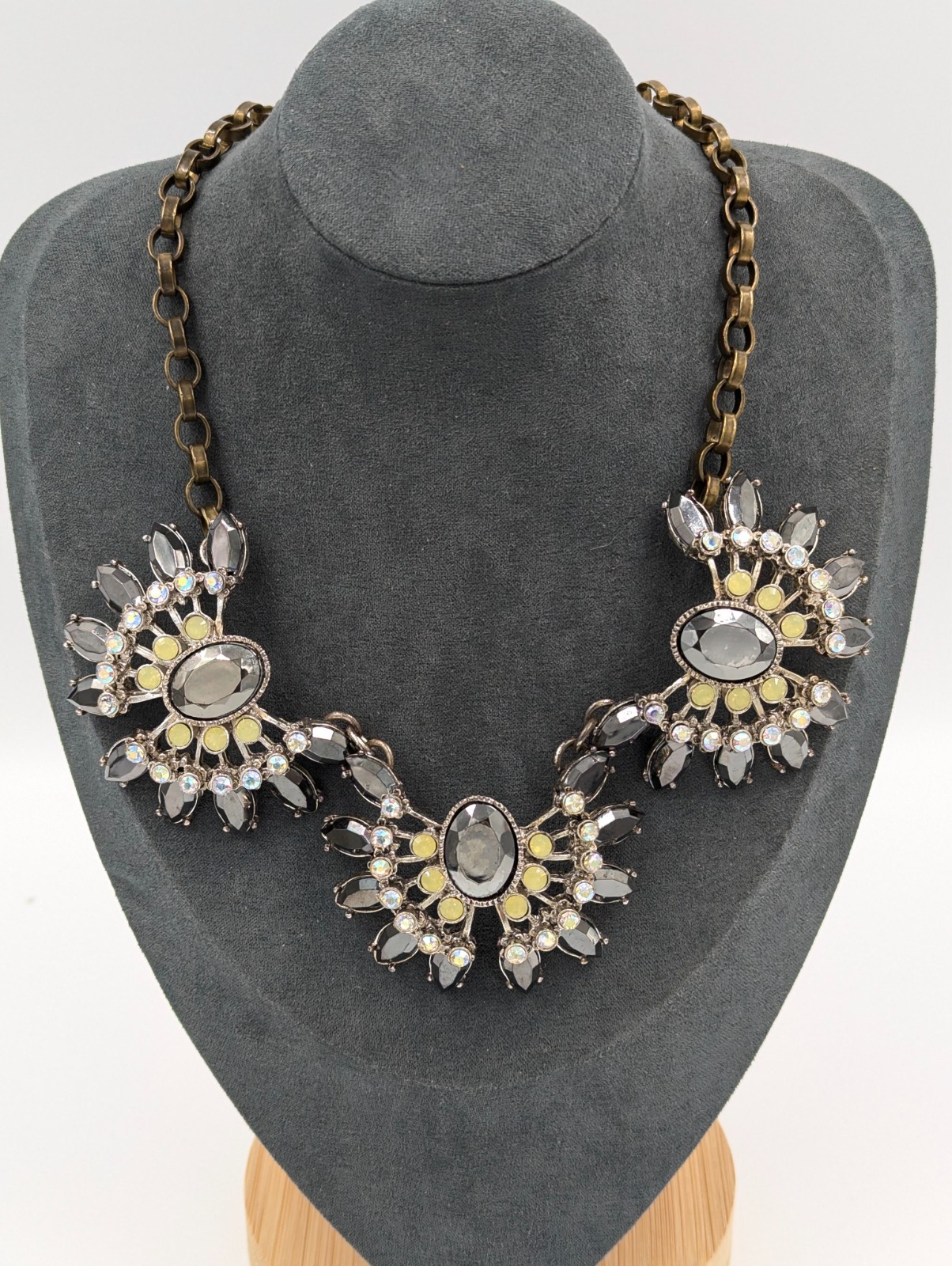 Betsey Johnson Whiteout Collection Necklace Black Clear Grey Art Deco Inspired