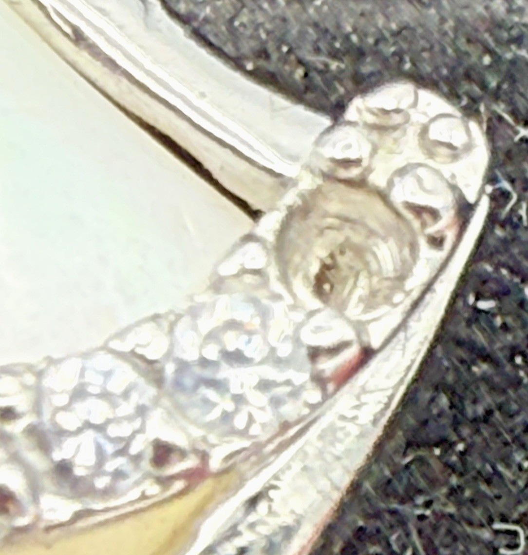 Sterling Silver MOP & CZ Heart on an 16” Italy 925 Chain Valentine