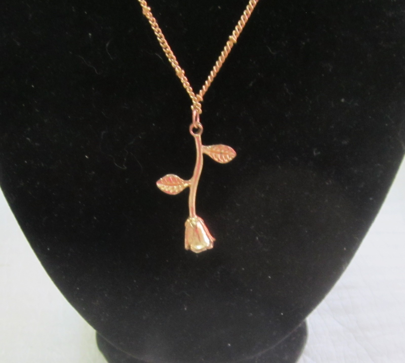 Long Stem Gold Tone Rose Pendant #jewelry #fashion #rose #necklace