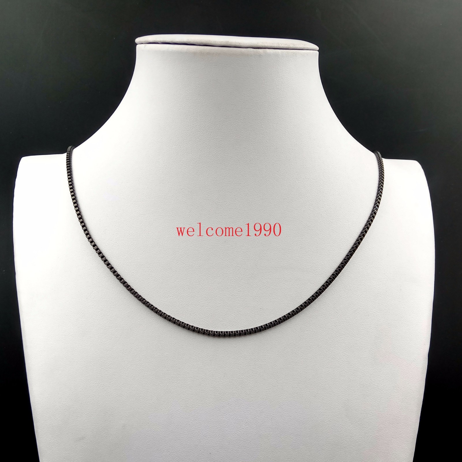18-28” Women men’s On sale Stainless steel Black Box Link Chain Necklace 2.4mm