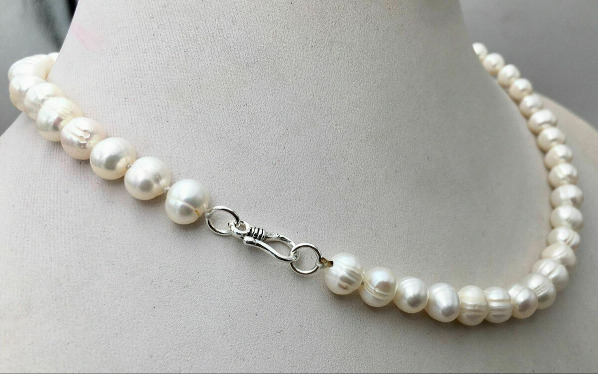 Natural White 7-10mm Akoya Freshwater Pearl Necklace 14-50” 925 Silver Clasp