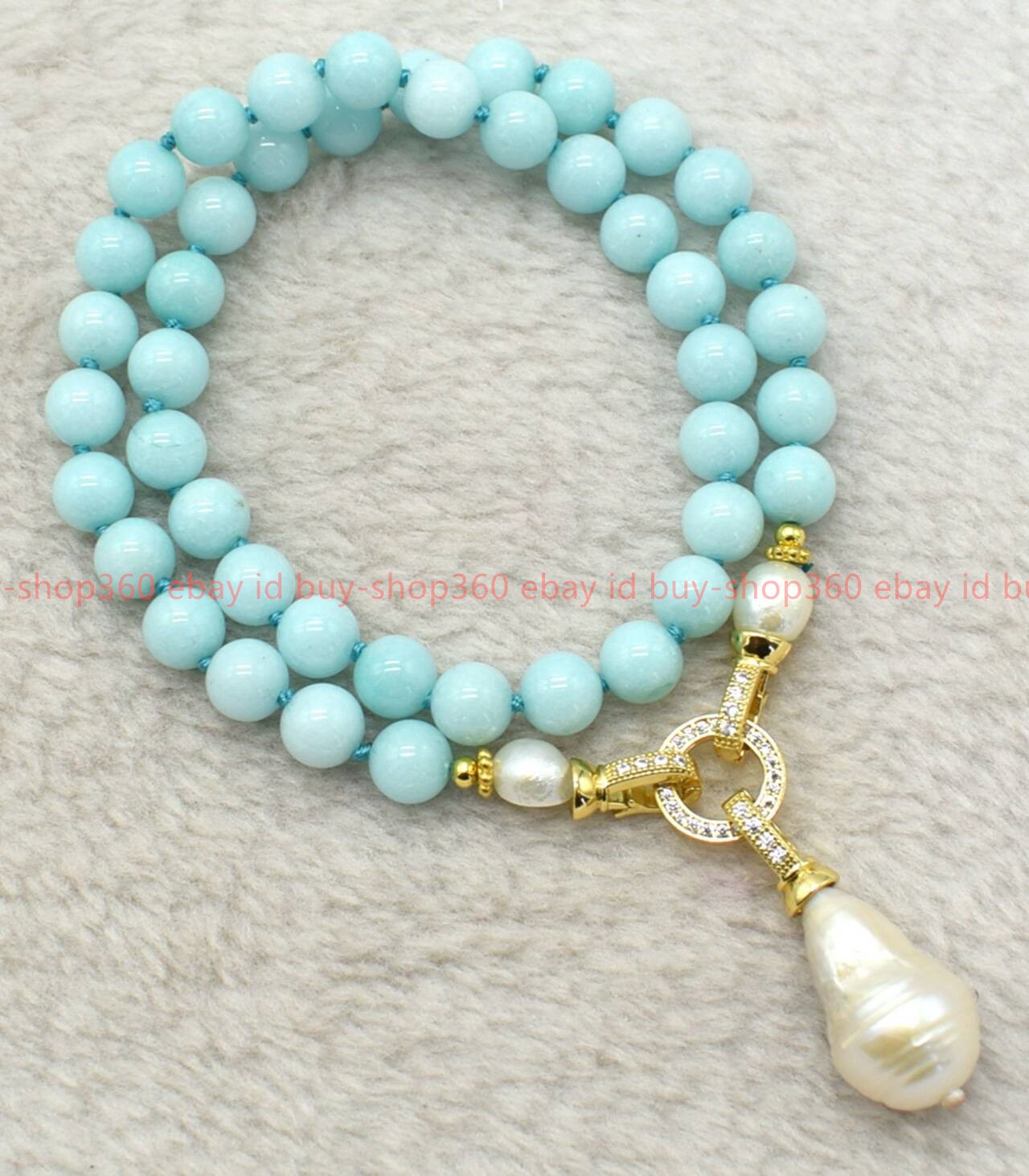 Natural 6/8/10/12mm Green Amazonite White Baroque Pearl Pendant Necklace 16-28in