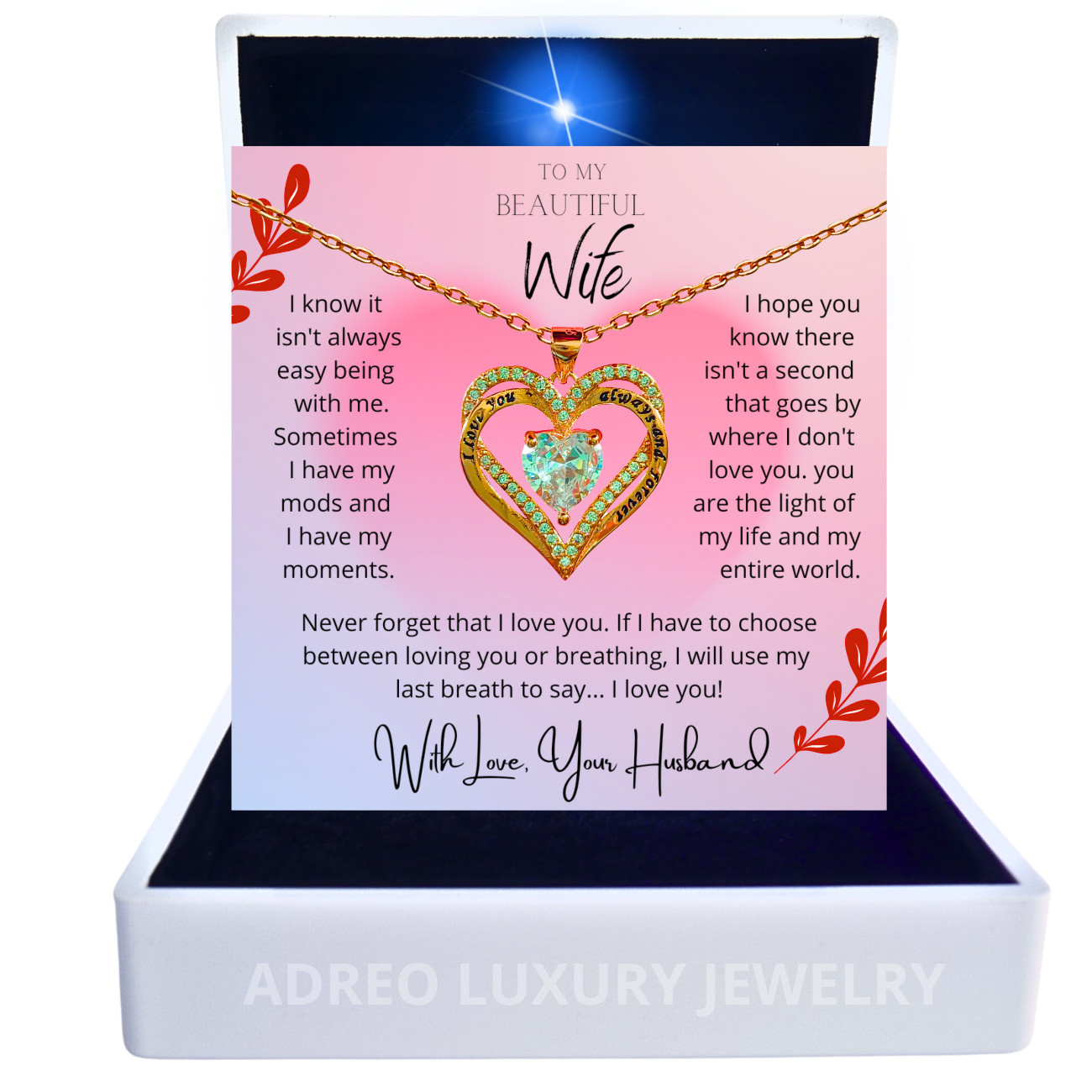Custom To My Wife, Pendant Necklace Jewelry Gift For Wife, Wife Birthday Gift