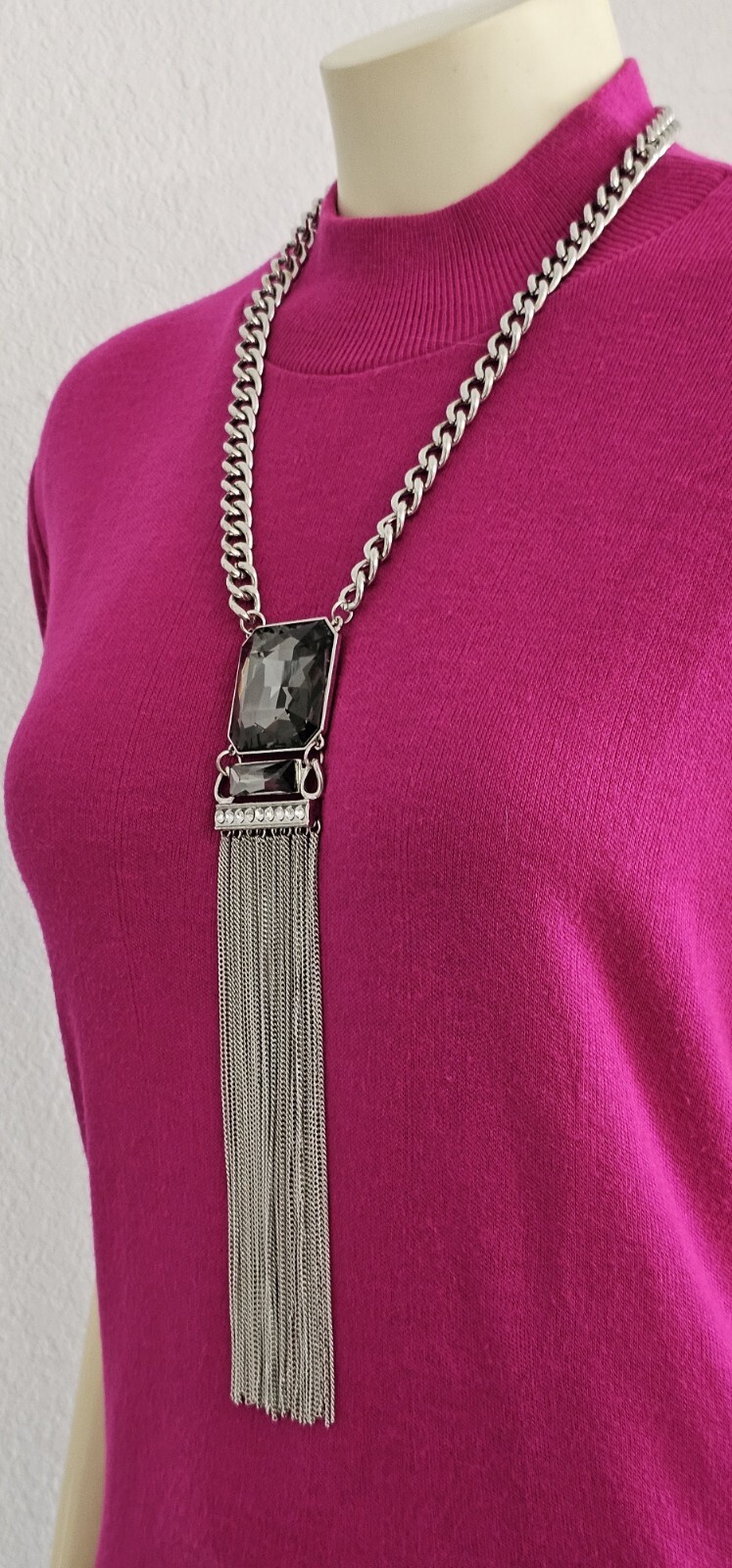 SIGNITURE SERIES long metal chain necklace silver tone 7.05 oz, 22″ Excellent co