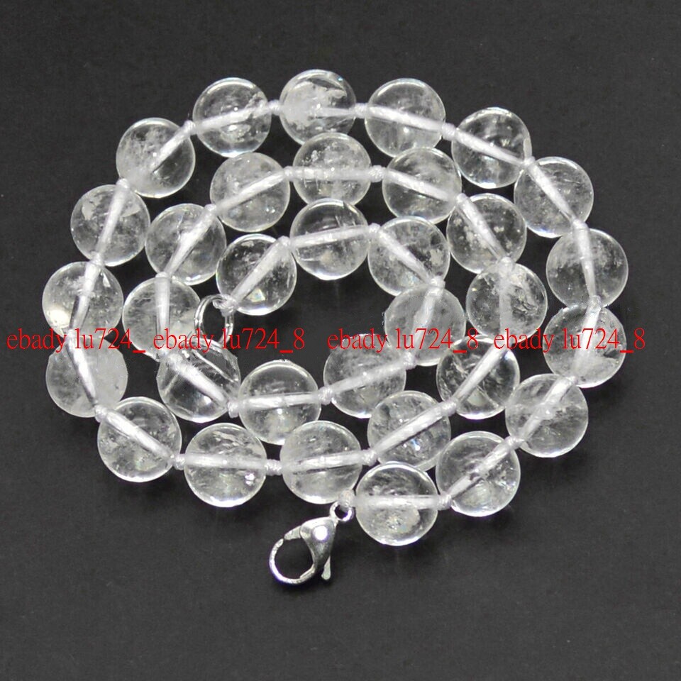 Natural Clear Rock Crystal Quartz 6/8/10/12mm Round Gems Beaded Necklace 14-48”
