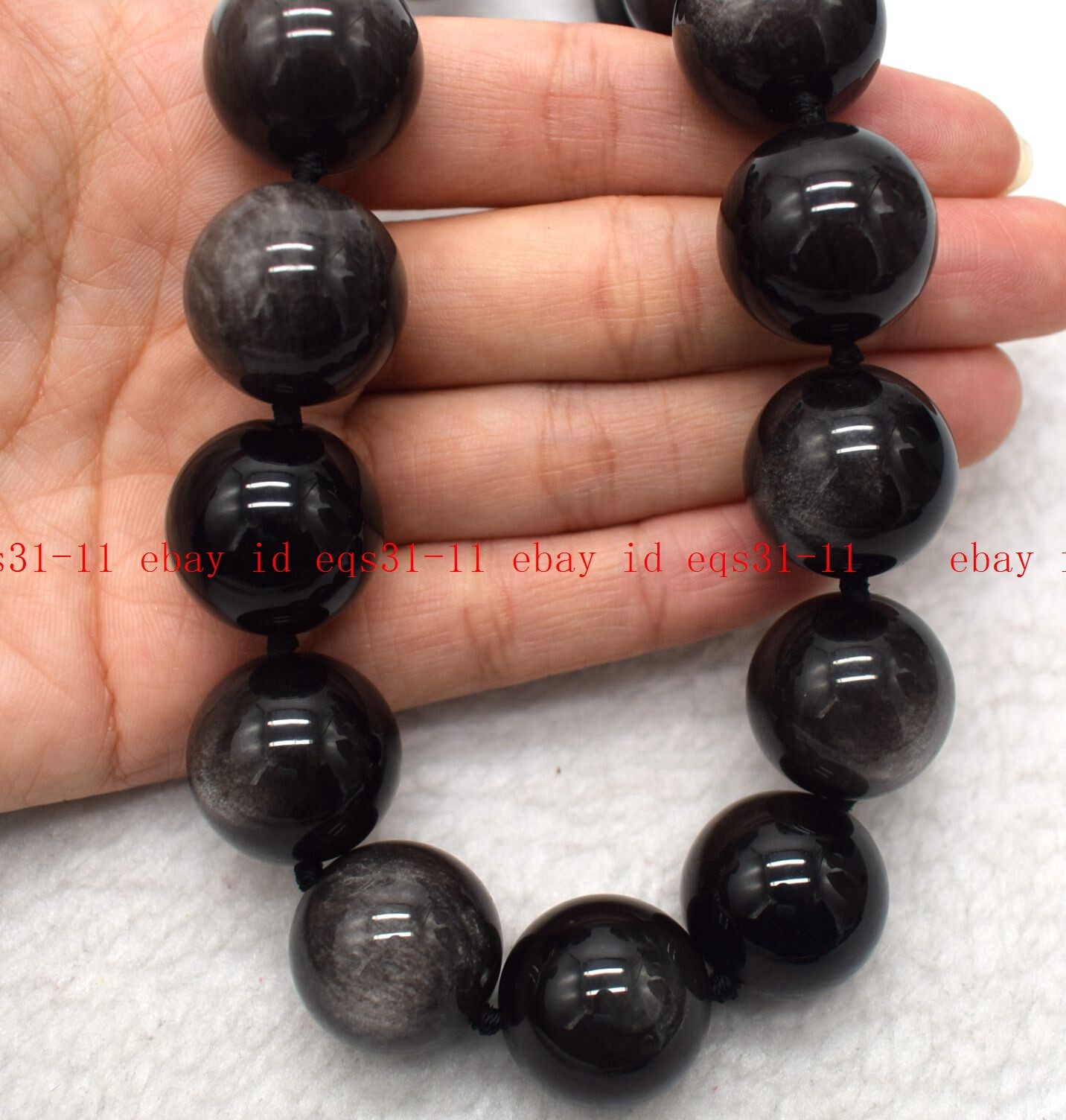 Huge 20mm Natural Silver Eye Obsidian Round Gemstone Necklace Jewelry 16-28″ AA