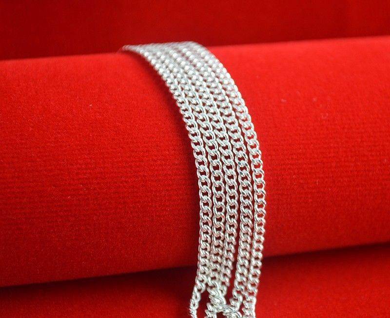 Wholesale 10pcs 925 Sterling Solid Silver Plated 2mm Curb Chain Necklace 16″-30″