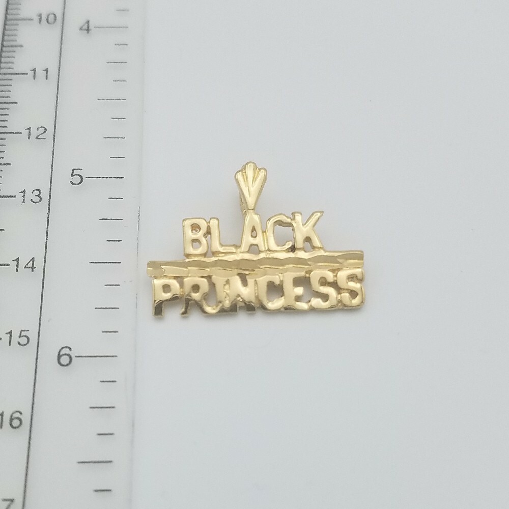 14KT GOLD EP BLACK PRINCESS CHARM WITH AN 18″ ROPE CHAIN SET -2132