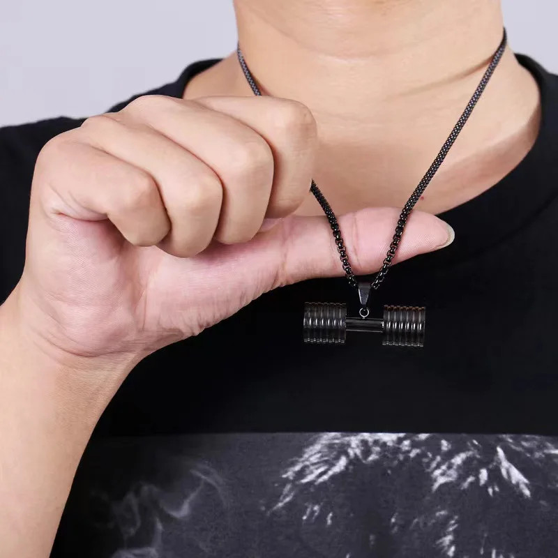 Fashion Barbell Dumbbell Pendant Men’s Fitness Bodybuilding Weightlifting