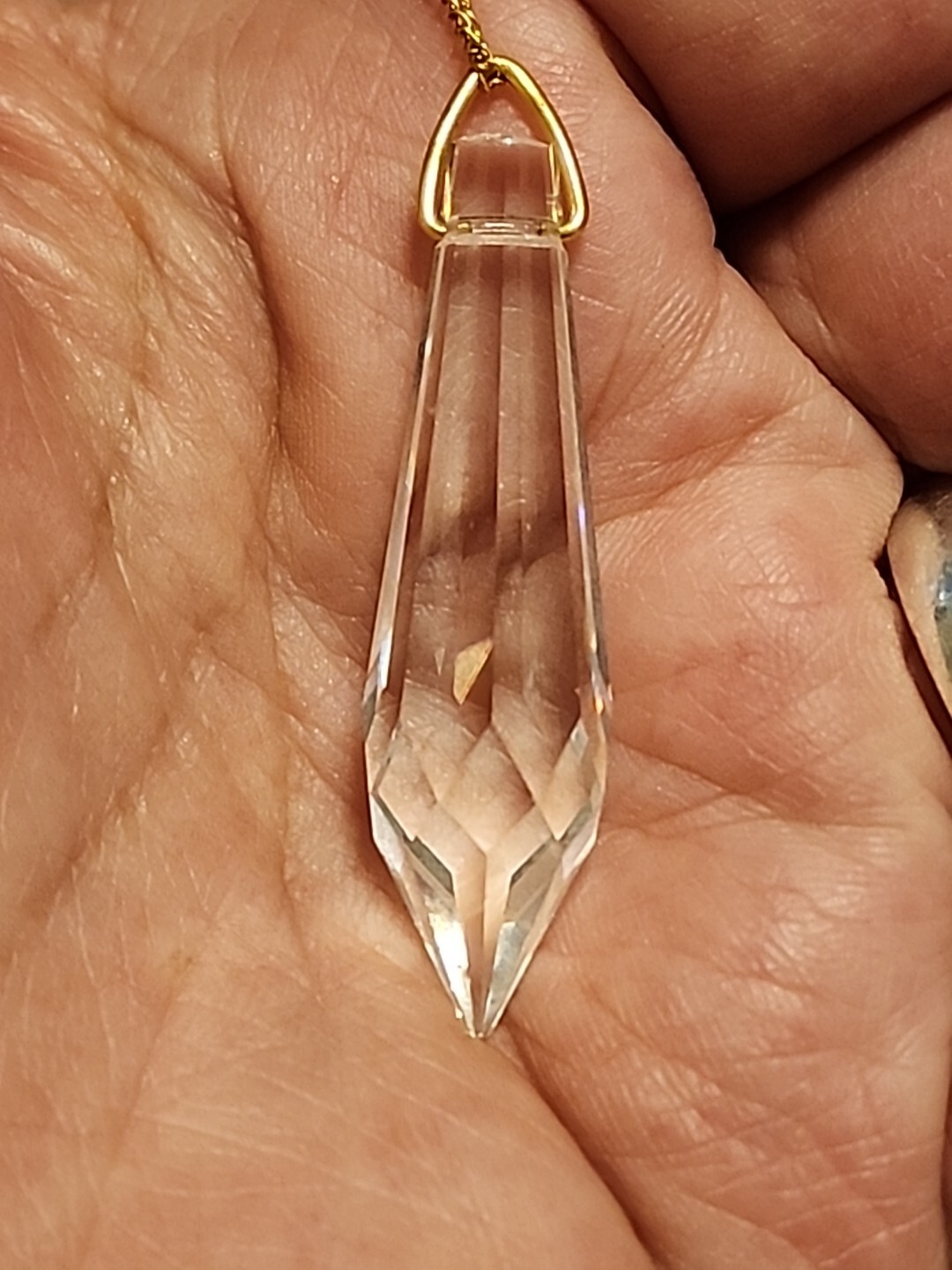 White Colorless Quartz Crystal Hexagonal Point Pendant Healing Amulet Necklace
