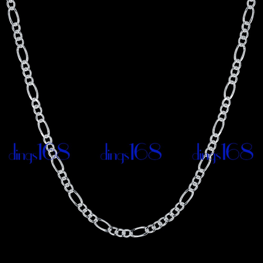 Designer Inspired 925Sterling Silver 3.8mm 20″ Shiny Figaro Chain Necklace C139