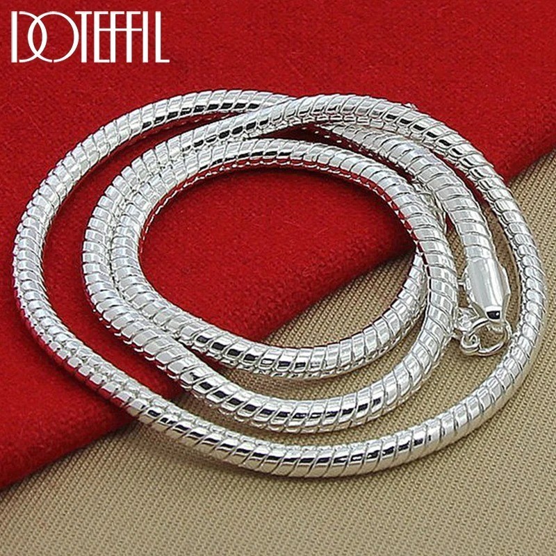 Hot 925 Sterling Silver 3mm Snake Chain Necklace Women Man Party Jewelry