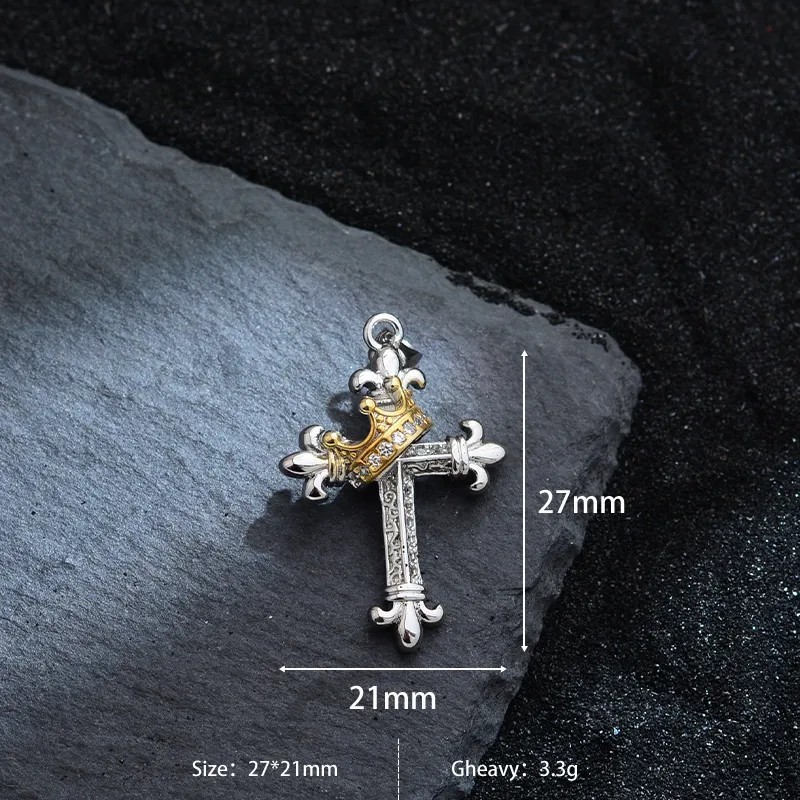 Christian Crowned Cross Pendant Necklace with Chain Gothic Religious Faith Gift