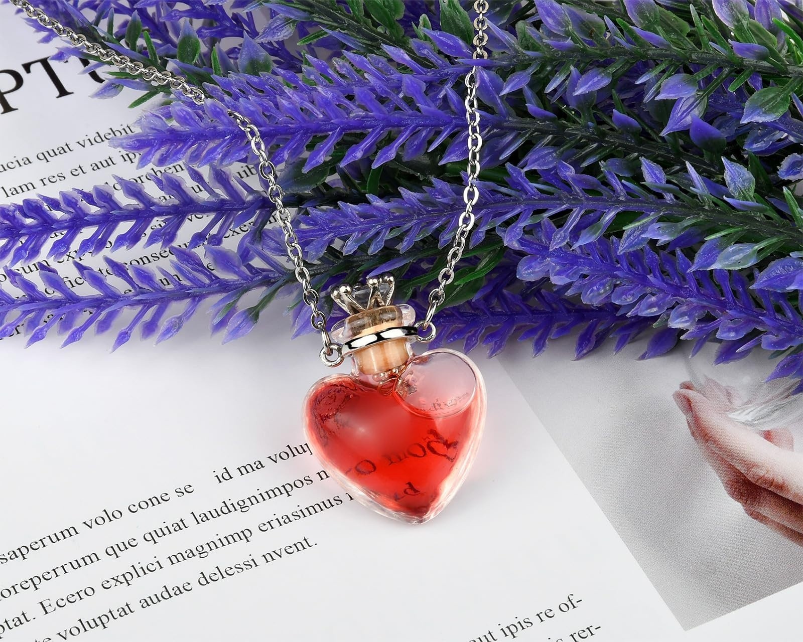 Heart Shaped Vial Necklace Glass Perfume Bottle Pendant Memorial Keepsake USANew