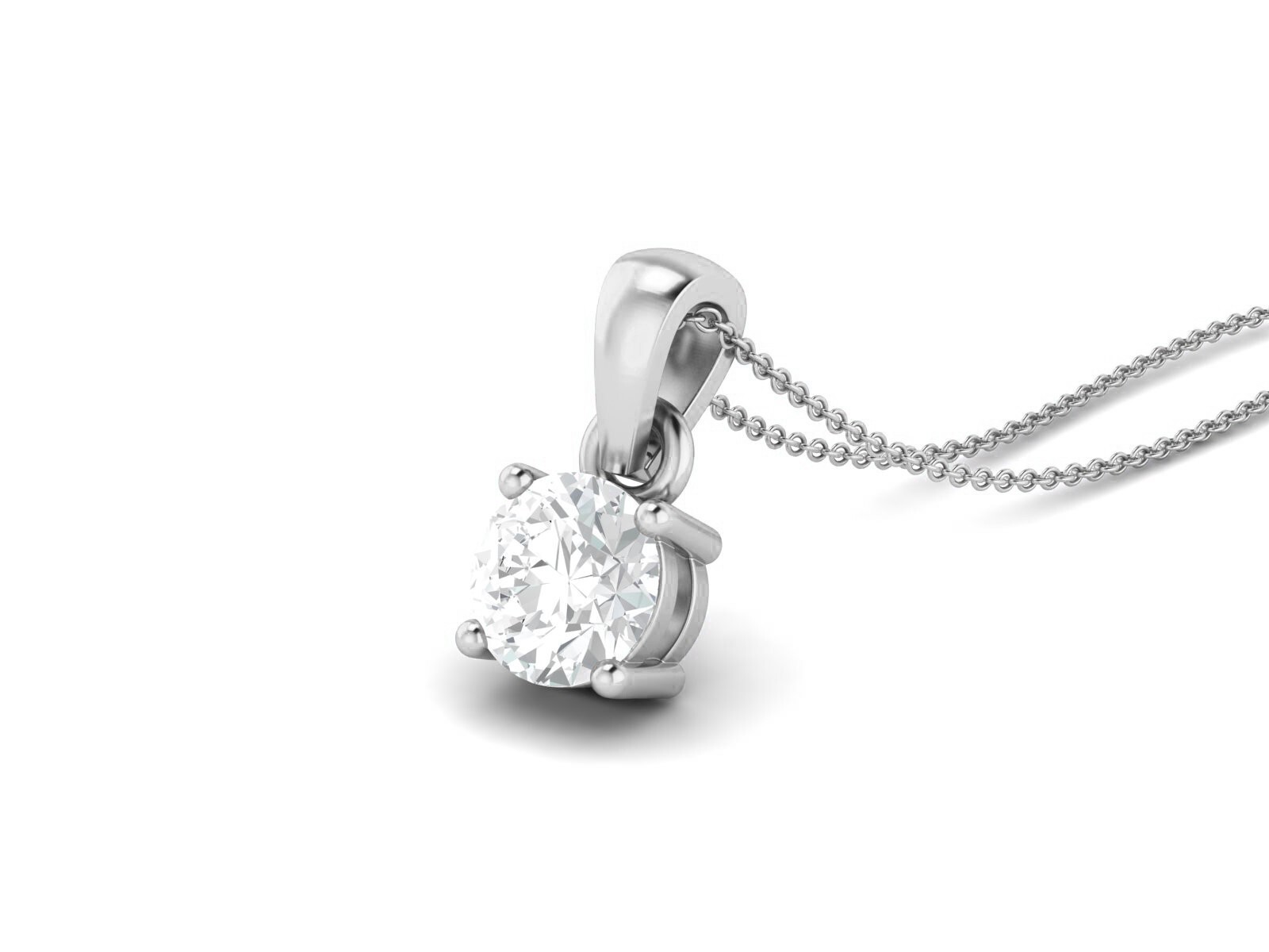 Amezing Round Cut Simulated Diamond Solitaire Pendant In 14K White Gold Plated