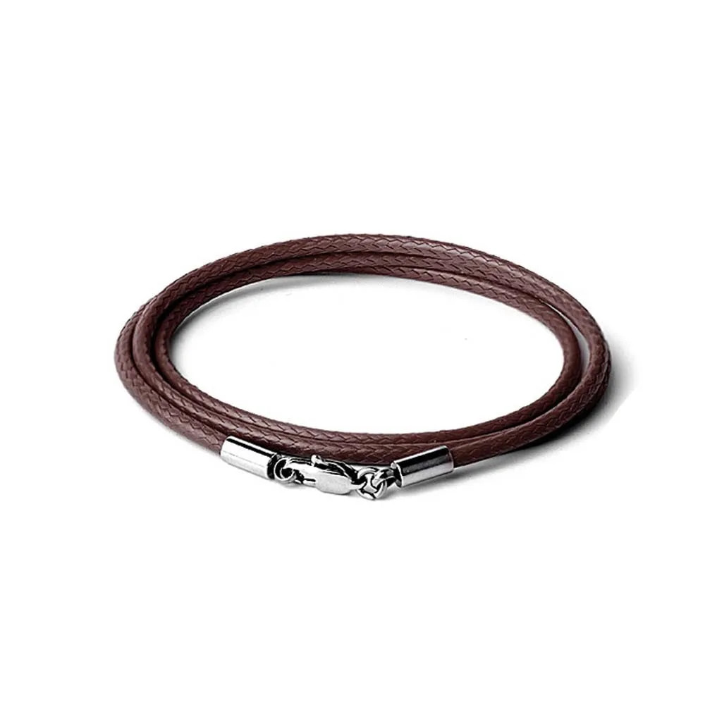 Braided PU Leather Necklace Cord Waxed Rope Stainless Steel Clasp Chain Men UK