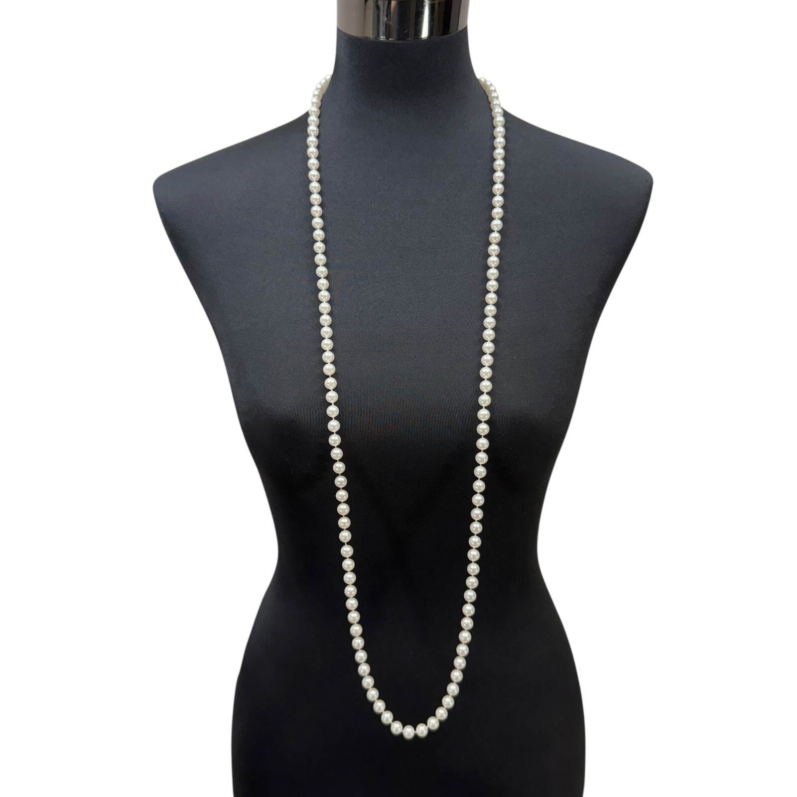 Classic Elegant Imitation Faux Pearls Necklace Long Strand Endless Classic 23 in