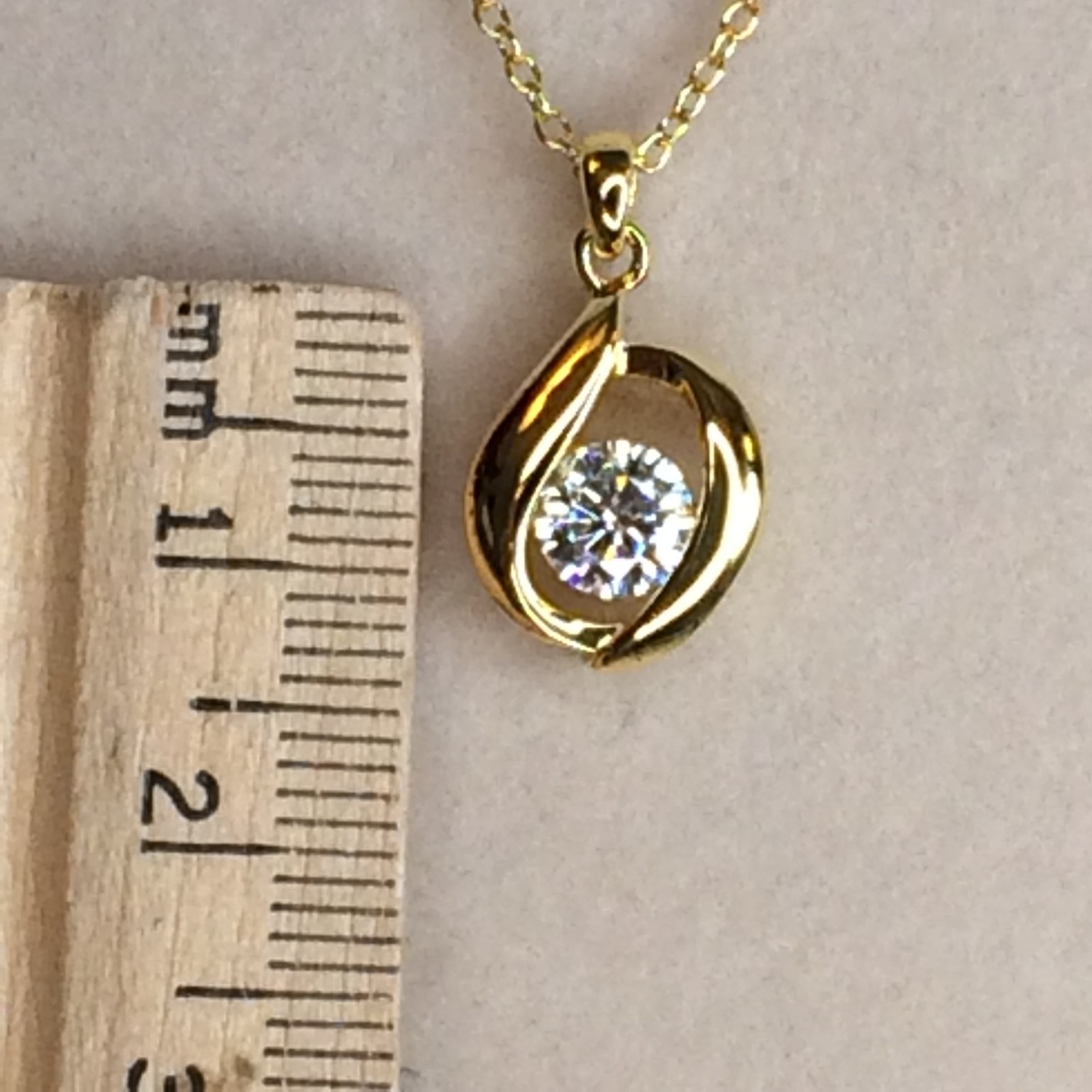 Moissanite 14k Yellow Gold Over Silver Solitaire Pendant .60ct DEW NEW